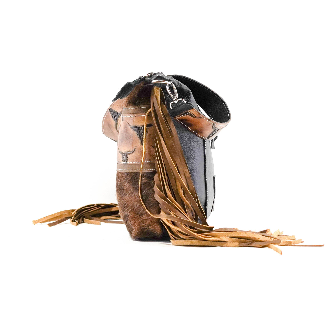 Oakley - Brindle w/ Sepia Skulls-Oakley-Western-Cowhide-Bags-Handmade-Products-Gifts-Dancing Cactus Designs