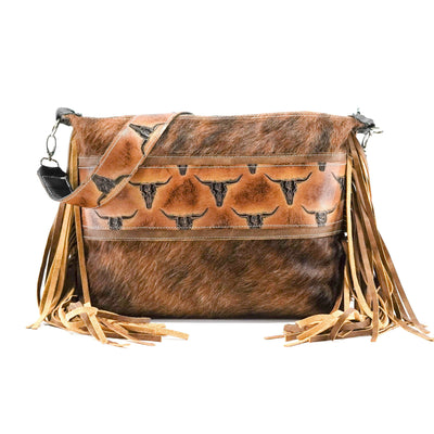 Oakley - Brindle w/ Sepia Skulls-Oakley-Western-Cowhide-Bags-Handmade-Products-Gifts-Dancing Cactus Designs