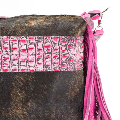 Oakley - Dark Brindle w/ Barbie Croc-Oakley-Western-Cowhide-Bags-Handmade-Products-Gifts-Dancing Cactus Designs