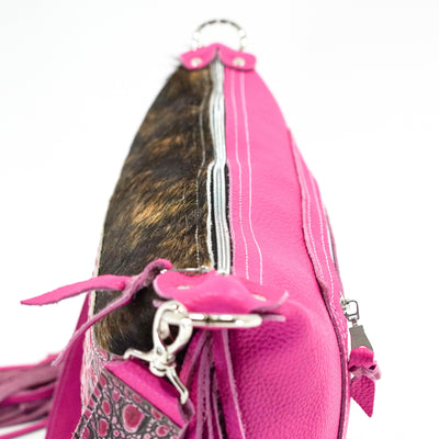 Oakley - Dark Brindle w/ Barbie Croc-Oakley-Western-Cowhide-Bags-Handmade-Products-Gifts-Dancing Cactus Designs