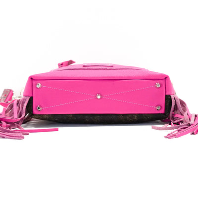 Oakley - Dark Brindle w/ Barbie Croc-Oakley-Western-Cowhide-Bags-Handmade-Products-Gifts-Dancing Cactus Designs