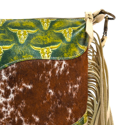 Oakley - Longhorn w/ Mountain View Skulls-Oakley-Western-Cowhide-Bags-Handmade-Products-Gifts-Dancing Cactus Designs