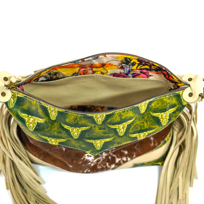 Oakley - Longhorn w/ Mountain View Skulls-Oakley-Western-Cowhide-Bags-Handmade-Products-Gifts-Dancing Cactus Designs