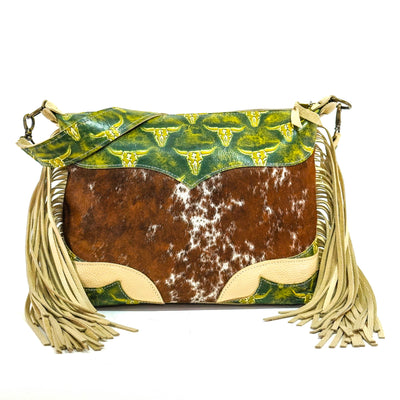 Oakley - Longhorn w/ Mountain View Skulls-Oakley-Western-Cowhide-Bags-Handmade-Products-Gifts-Dancing Cactus Designs