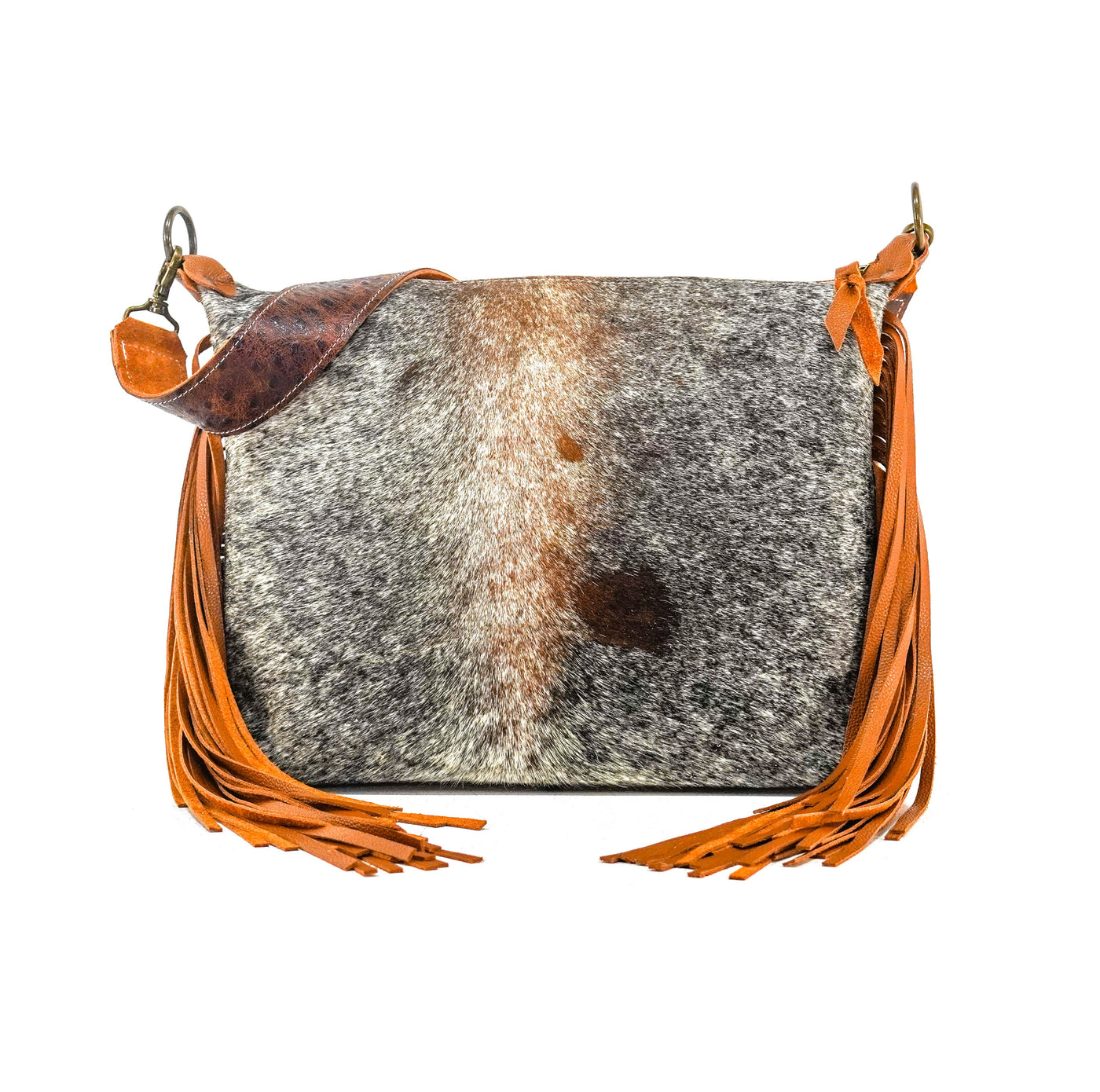 Oakley - Longhorn w/ Ostrich-Oakley-Western-Cowhide-Bags-Handmade-Products-Gifts-Dancing Cactus Designs