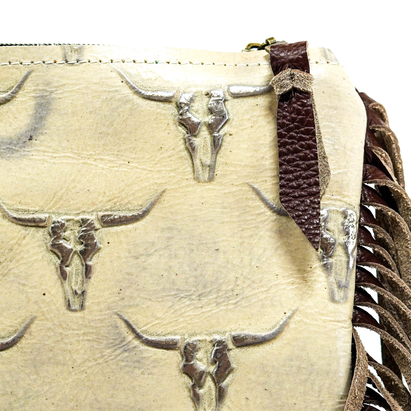 Patsy - All Embossed w/ Ghost Skulls-Sling Bag-Western-Cowhide-Bags-Handmade-Products-Gifts-Dancing Cactus Designs