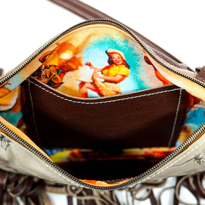 Patsy - All Embossed w/ Ghost Skulls-Sling Bag-Western-Cowhide-Bags-Handmade-Products-Gifts-Dancing Cactus Designs