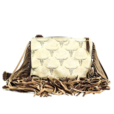 Patsy - All Embossed w/ Ghost Skulls-Sling Bag-Western-Cowhide-Bags-Handmade-Products-Gifts-Dancing Cactus Designs