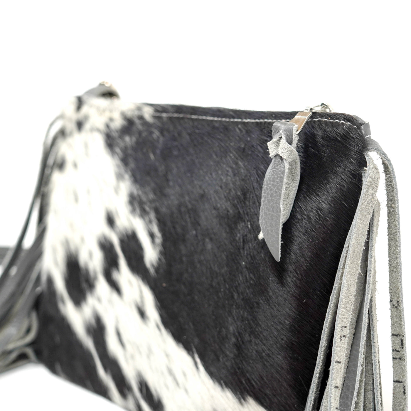 Patsy - Black & White w/ Grey Pebble Leather-Patsy-Western-Cowhide-Bags-Handmade-Products-Gifts-Dancing Cactus Designs