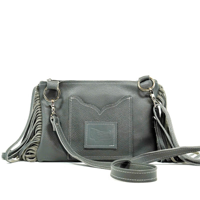 Patsy - Black & White w/ Grey Pebble Leather-Patsy-Western-Cowhide-Bags-Handmade-Products-Gifts-Dancing Cactus Designs