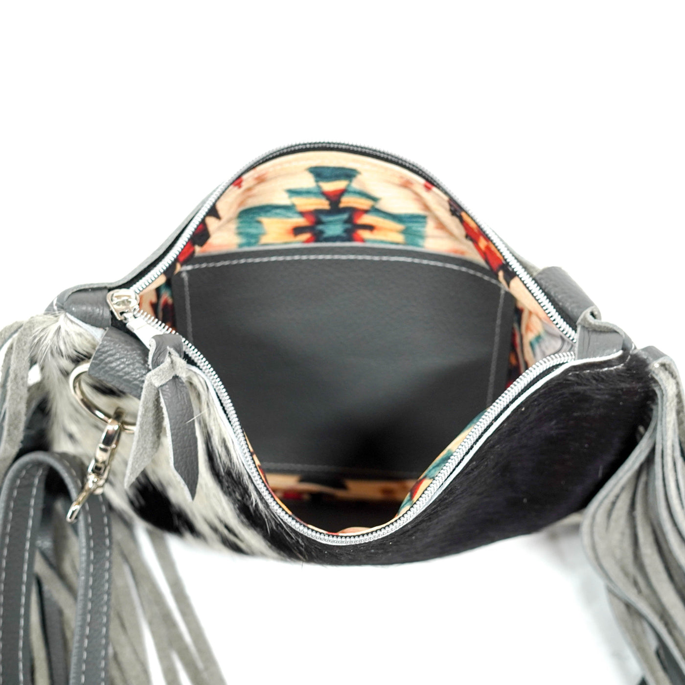 Patsy - Black & White w/ Grey Pebble Leather-Patsy-Western-Cowhide-Bags-Handmade-Products-Gifts-Dancing Cactus Designs