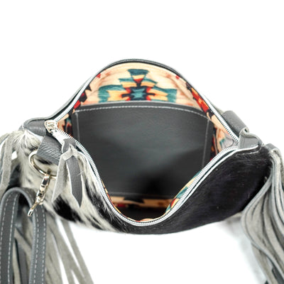 Patsy - Black & White w/ Grey Pebble Leather-Patsy-Western-Cowhide-Bags-Handmade-Products-Gifts-Dancing Cactus Designs