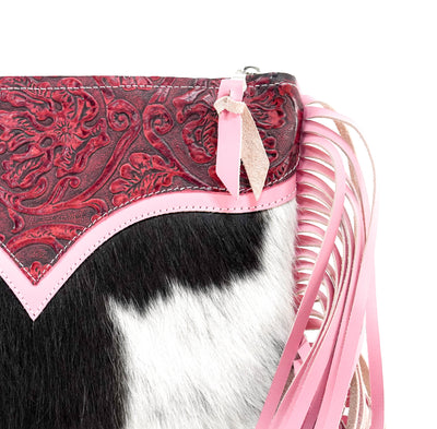 Patsy - Black & White w/ Red Tool-Patsy-Western-Cowhide-Bags-Handmade-Products-Gifts-Dancing Cactus Designs