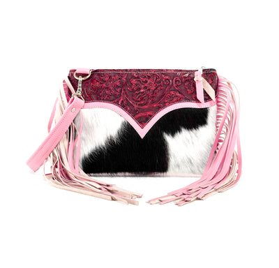 Patsy - Black & White w/ Red Tool-Patsy-Western-Cowhide-Bags-Handmade-Products-Gifts-Dancing Cactus Designs