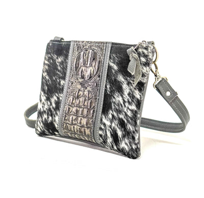 Patsy - Black & White w/ Smokeshow Croc-Patsy-Western-Cowhide-Bags-Handmade-Products-Gifts-Dancing Cactus Designs