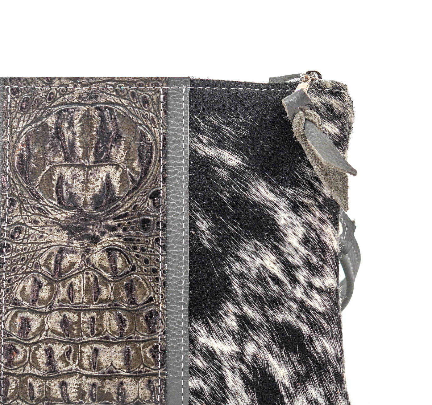 Patsy - Black & White w/ Smokeshow Croc-Patsy-Western-Cowhide-Bags-Handmade-Products-Gifts-Dancing Cactus Designs