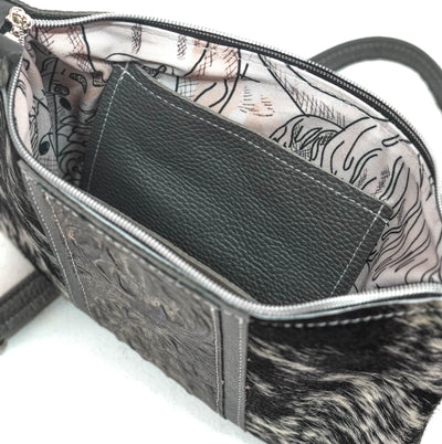 Patsy - Black & White w/ Smokeshow Croc-Patsy-Western-Cowhide-Bags-Handmade-Products-Gifts-Dancing Cactus Designs