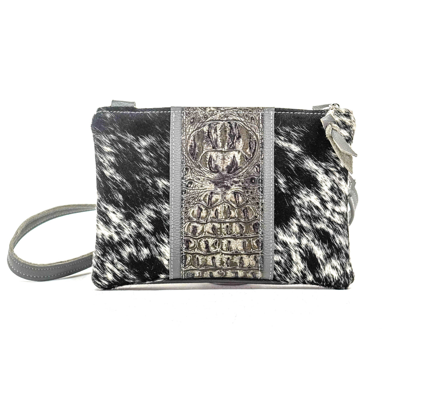 Patsy - Black & White w/ Smokeshow Croc-Patsy-Western-Cowhide-Bags-Handmade-Products-Gifts-Dancing Cactus Designs
