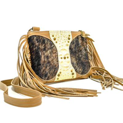 Patsy - Brindle w/ Ivory Croc-Patsy-Western-Cowhide-Bags-Handmade-Products-Gifts-Dancing Cactus Designs