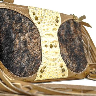 Patsy - Brindle w/ Ivory Croc-Patsy-Western-Cowhide-Bags-Handmade-Products-Gifts-Dancing Cactus Designs