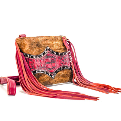Patsy - Brindle w/ Red Croc-Patsy-Western-Cowhide-Bags-Handmade-Products-Gifts-Dancing Cactus Designs