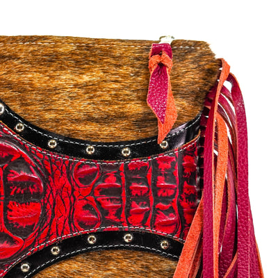 Patsy - Brindle w/ Red Croc-Patsy-Western-Cowhide-Bags-Handmade-Products-Gifts-Dancing Cactus Designs