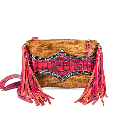 Patsy - Brindle w/ Red Croc-Patsy-Western-Cowhide-Bags-Handmade-Products-Gifts-Dancing Cactus Designs