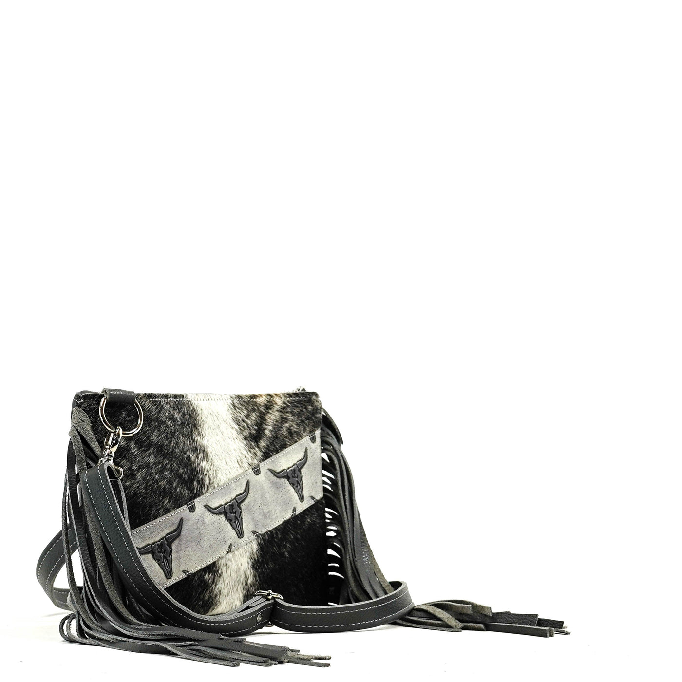 Patsy - Centered Brindle w/ Smoke Show Skulls-Patsy-Western-Cowhide-Bags-Handmade-Products-Gifts-Dancing Cactus Designs