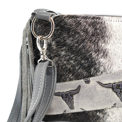 Patsy - Centered Brindle w/ Smoke Show Skulls-Patsy-Western-Cowhide-Bags-Handmade-Products-Gifts-Dancing Cactus Designs