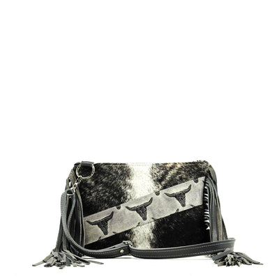Patsy - Centered Brindle w/ Smoke Show Skulls-Patsy-Western-Cowhide-Bags-Handmade-Products-Gifts-Dancing Cactus Designs