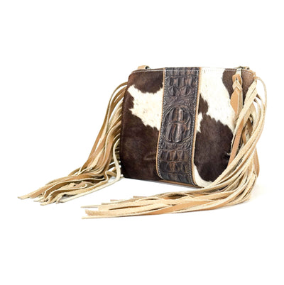 Patsy - Chocolate & White w/ Dark Saddle Croc-Patsy-Western-Cowhide-Bags-Handmade-Products-Gifts-Dancing Cactus Designs