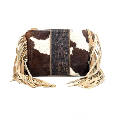 Patsy - Chocolate & White w/ Dark Saddle Croc-Patsy-Western-Cowhide-Bags-Handmade-Products-Gifts-Dancing Cactus Designs