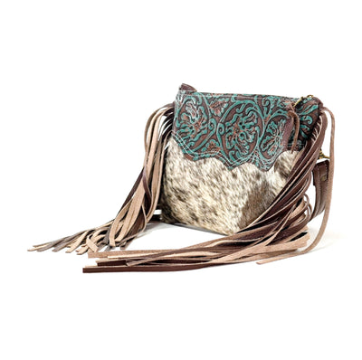 Patsy - Chocolate & White w/ Evergreen tool-Patsy-Western-Cowhide-Bags-Handmade-Products-Gifts-Dancing Cactus Designs