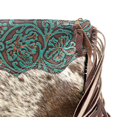 Patsy - Chocolate & White w/ Evergreen tool-Patsy-Western-Cowhide-Bags-Handmade-Products-Gifts-Dancing Cactus Designs