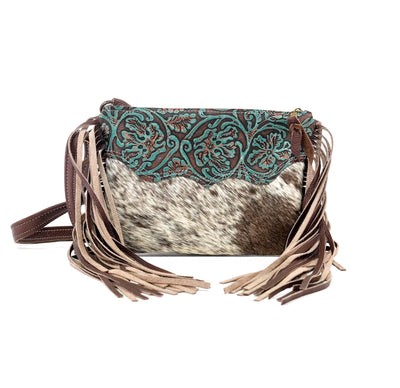 Patsy - Chocolate & White w/ Evergreen tool-Patsy-Western-Cowhide-Bags-Handmade-Products-Gifts-Dancing Cactus Designs