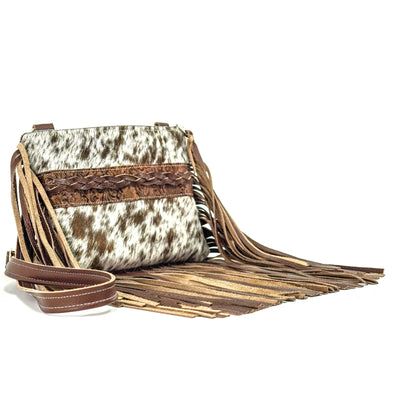 Patsy - Chocolate & White w/ Mocha Wildflower-Patsy-Western-Cowhide-Bags-Handmade-Products-Gifts-Dancing Cactus Designs