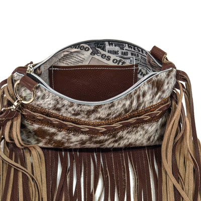 Patsy - Chocolate & White w/ Mocha Wildflower-Patsy-Western-Cowhide-Bags-Handmade-Products-Gifts-Dancing Cactus Designs