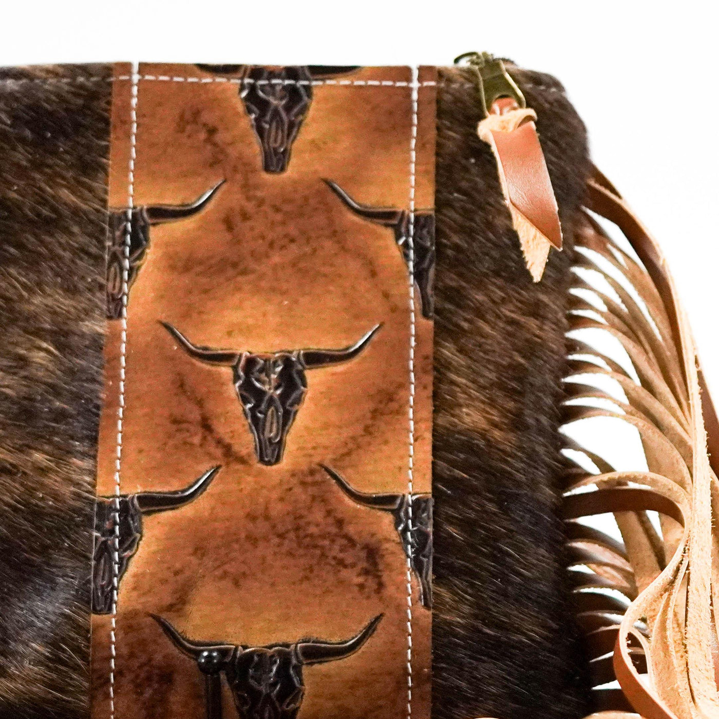 Patsy - Dark Brindle w/ Seppia Skulls-Patsy-Western-Cowhide-Bags-Handmade-Products-Gifts-Dancing Cactus Designs