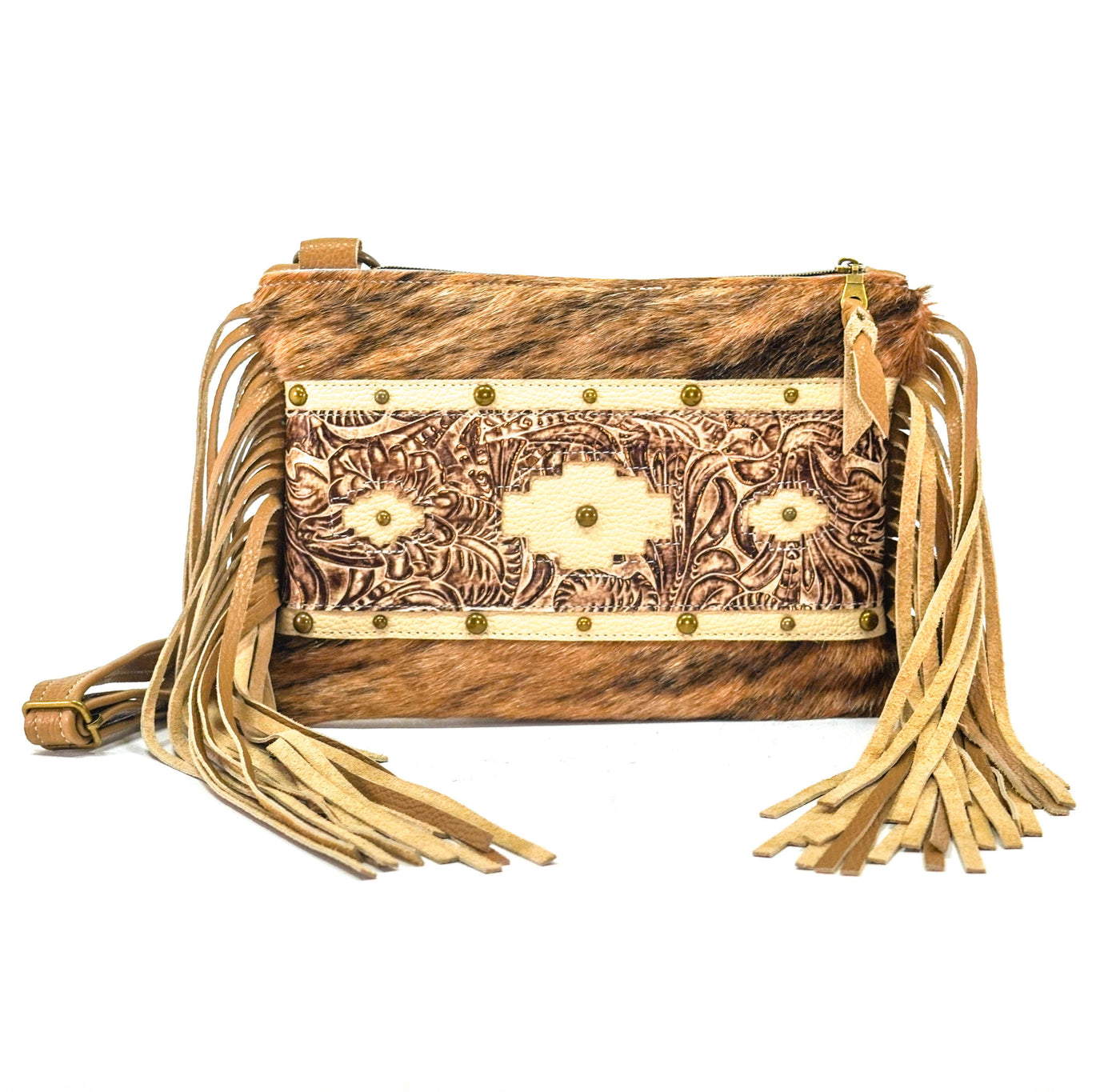 Patsy - Light Brindle w/ Ivory & Brown Dallas Tool-Patsy-Western-Cowhide-Bags-Handmade-Products-Gifts-Dancing Cactus Designs