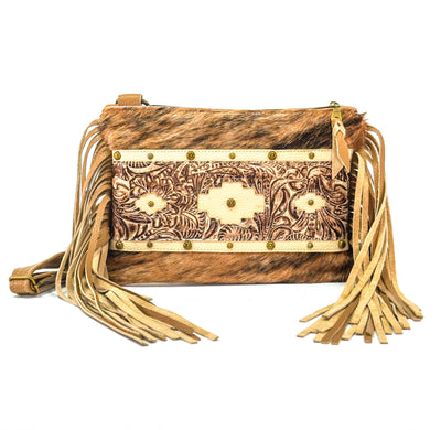Patsy - Light Brindle w/ Ivory & Brown Dallas Tool-Patsy-Western-Cowhide-Bags-Handmade-Products-Gifts-Dancing Cactus Designs