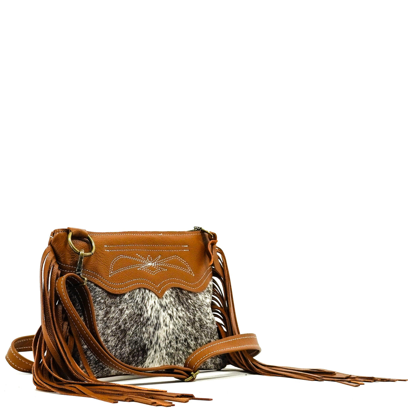 Patsy - Salt & Pepper w/ Embroidery-Patsy-Western-Cowhide-Bags-Handmade-Products-Gifts-Dancing Cactus Designs