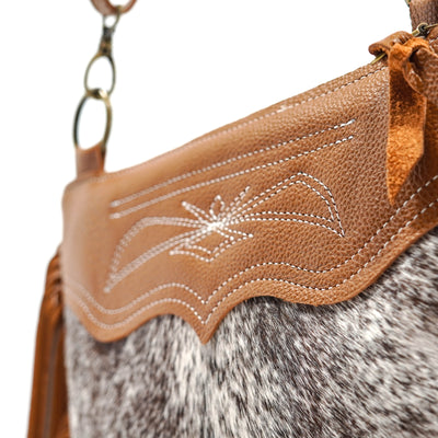 Patsy - Salt & Pepper w/ Embroidery-Patsy-Western-Cowhide-Bags-Handmade-Products-Gifts-Dancing Cactus Designs