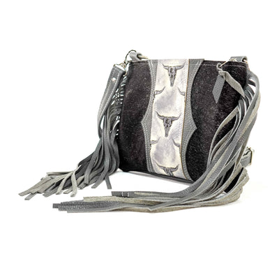 Patsy - Salt/Pepper w/ Smoke Show Skulls-Patsy-Western-Cowhide-Bags-Handmade-Products-Gifts-Dancing Cactus Designs