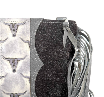 Patsy - Salt/Pepper w/ Smoke Show Skulls-Patsy-Western-Cowhide-Bags-Handmade-Products-Gifts-Dancing Cactus Designs