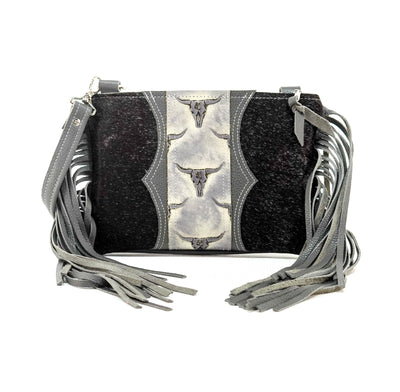 Patsy - Salt/Pepper w/ Smoke Show Skulls-Patsy-Western-Cowhide-Bags-Handmade-Products-Gifts-Dancing Cactus Designs