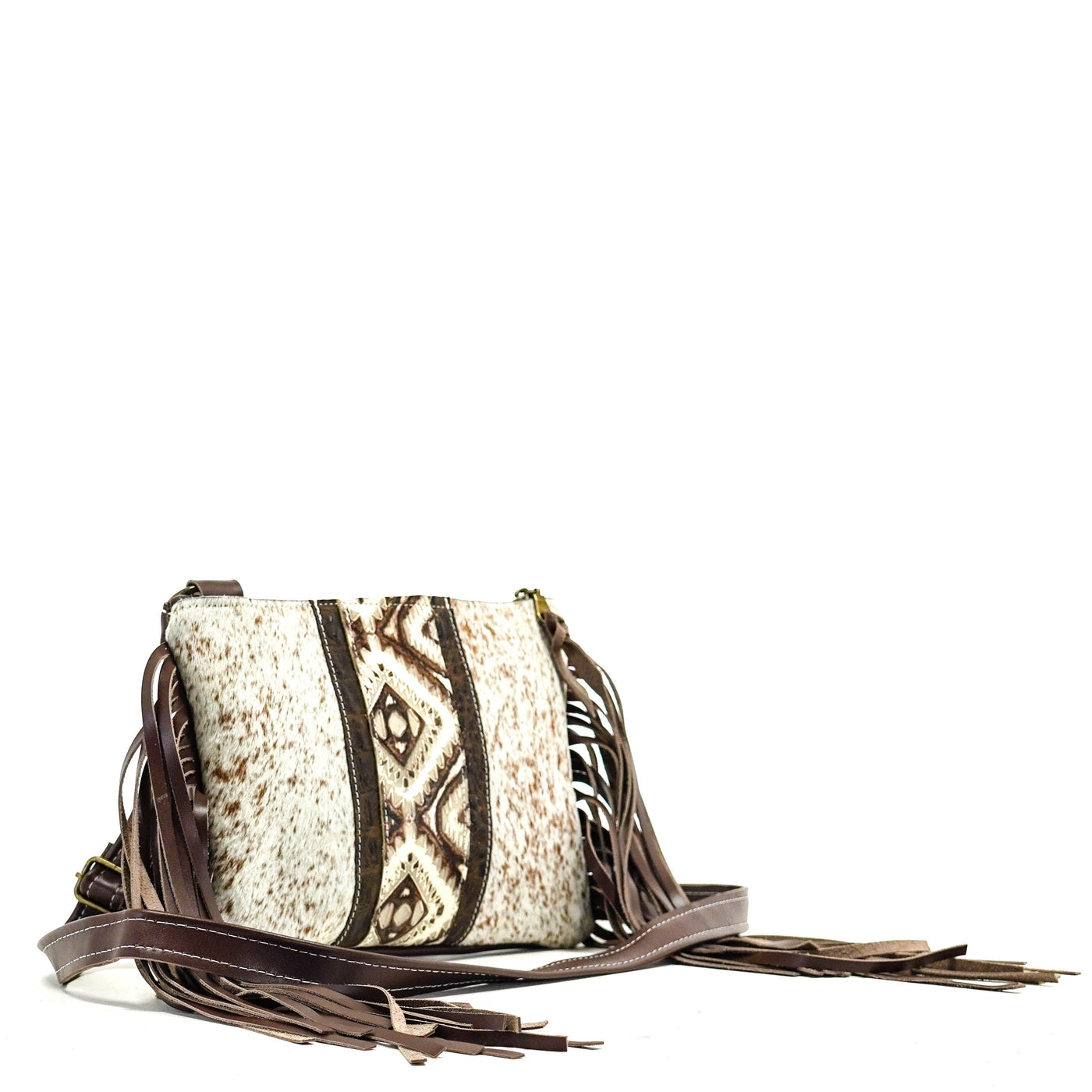 Patsy - Speckled Longhorn w/ Ivory & Bronze Aztec-Patsy-Western-Cowhide-Bags-Handmade-Products-Gifts-Dancing Cactus Designs