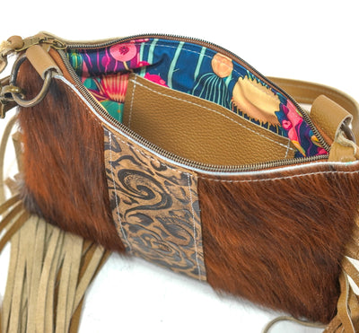 Patsy - Tricolor w/ Deadwood Roses-Patsy-Western-Cowhide-Bags-Handmade-Products-Gifts-Dancing Cactus Designs