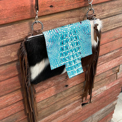 Patsy - Tricolor w/ Glacier Park Croc Flap-Patsy-Western-Cowhide-Bags-Handmade-Products-Gifts-Dancing Cactus Designs