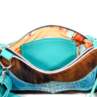 Patsy - Tricolor w/ Mermaid Turtoise-Patsy-Western-Cowhide-Bags-Handmade-Products-Gifts-Dancing Cactus Designs