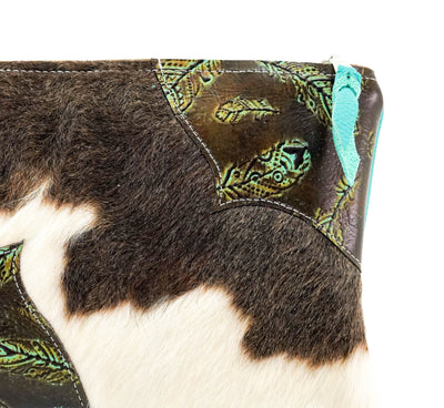 Patsy - Tricolor w/ Sepia Feathers-Patsy-Western-Cowhide-Bags-Handmade-Products-Gifts-Dancing Cactus Designs